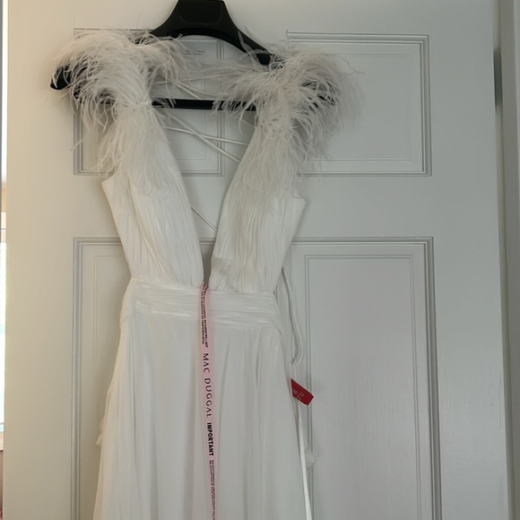 NEW Mac Duggal feather A line gown - Picture 5 of 7